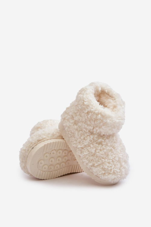 Dziecięce Śniegowce Botki Z Futerkiem Typu Baranek Jasnobeżowe Mevael