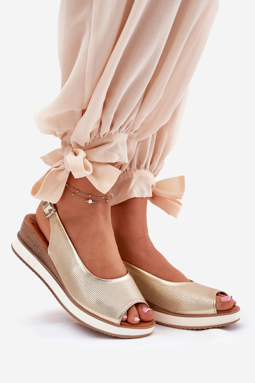Leather Wedge Sandals Artiker 56C2312 Gold