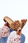 Women's Slippers with Flowers Brown Lulania