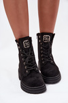 Women's insulated workery boots with decorations Black Olivira