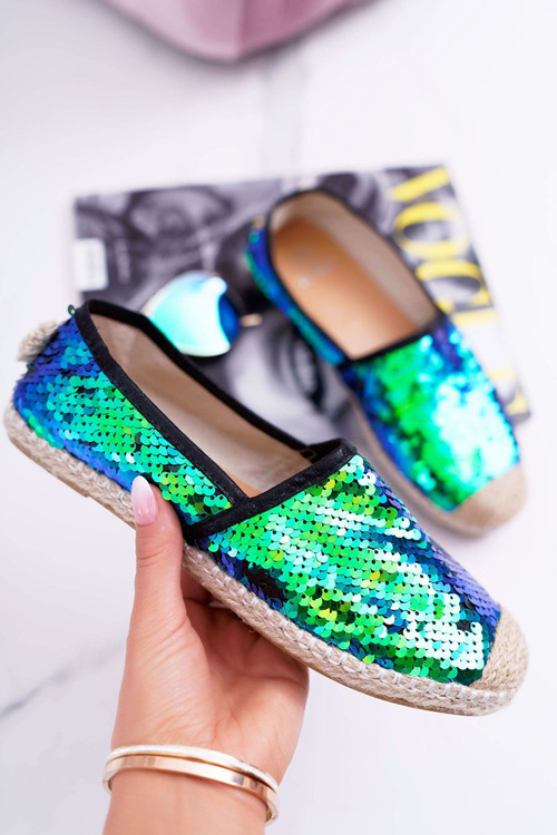 Espadryle Damskie Lu Boo Zielone Cekiny