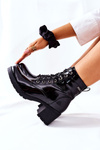 Women's Boots On High Heels Lacquered Black Dunaff