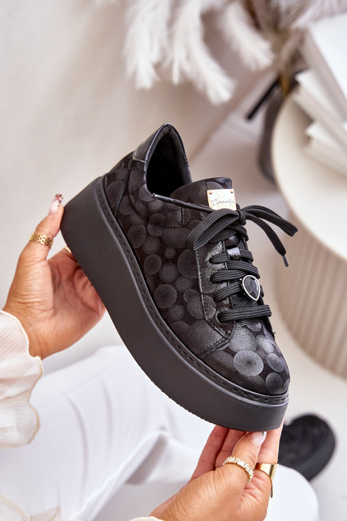 Leather Sports Shoes On Platform Maciejka 06191-42 Black