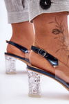 Decorated Heels Sandals Navy Blue SBarski MR1037-16