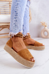 Espadrilles Sandals On The Platform Camel Jeannie
