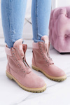 Lu Boo Women's Suede Timbers Powder Pink Trappers Zippers Nancy