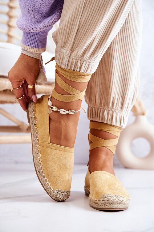 Tied Suede Espadrilles Yellow Ismanne