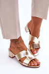 Classic Low Heel Leather Sandals gold Miley