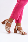 Women's Beige Sandals on a Heel Opifiana