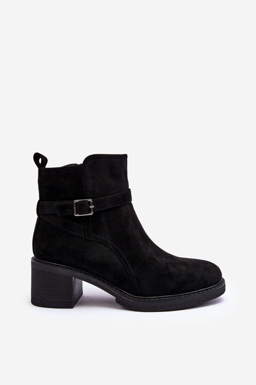 Suede Boots with Buckle Black Neste