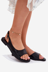 Ladies Flat Heel Sandals Black Weanise