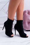 Lu Boo Black Lace-up Sandals Stiletto Boots Natasha