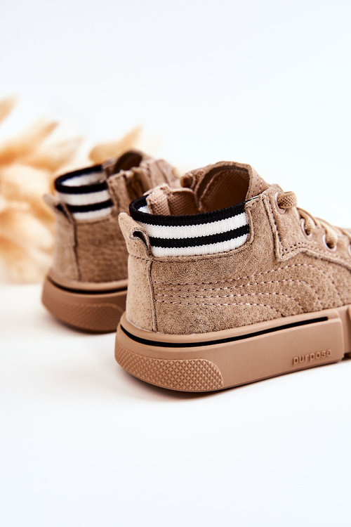 Children's High-top Sneakers With A Zipper Beige Boone