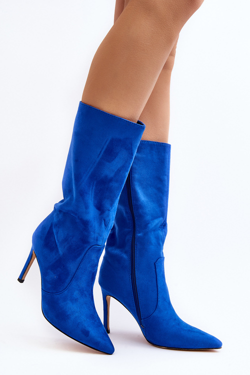 Women's Blue Knee-High Stiletto Boots Odetteia