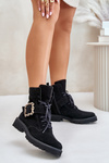 Zazoo 2951 Suede Ankle Boots With Decorative Buckle Black