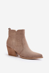 Insulated cowboy boots eco suede with zipper dark beige Virtris