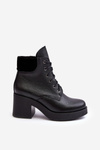 Leather Women's Boots On Heel Black Lemar Leocera