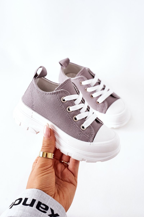 Children's Sneakers On A Platform Grey Travel Time