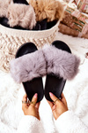 Slippers with Natural Fur Grey Naturimo