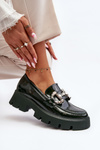 Women's Patent Loafers with Decoration Dark Green Arsaba