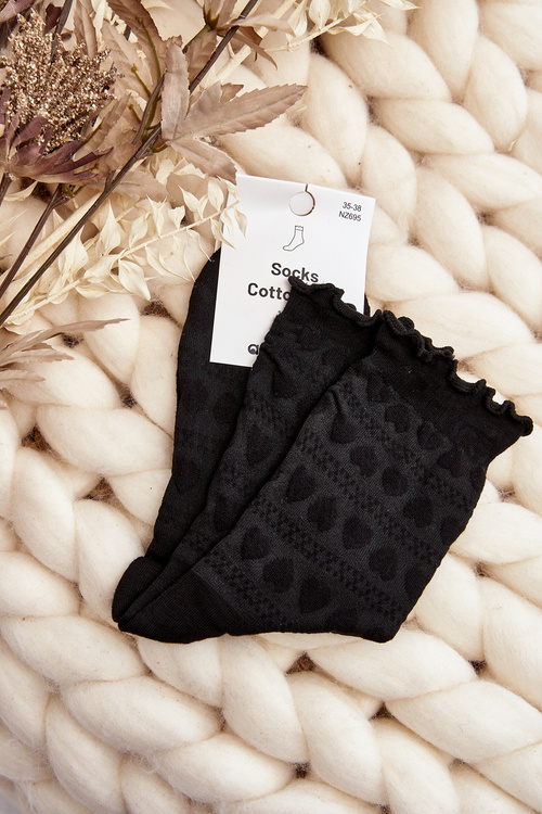 Women's Black Patterned Socks