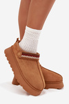 Women's Low Snow Boots With Movable Strap And Embroidery On Platform Camel Lyrisse