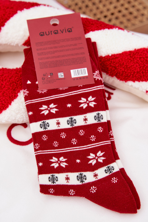 Men's Christmas Socks Fox in Sweater Red