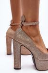 Golden Glittery High Heel Pumps Mommoi