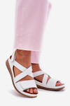 Women's Leather Sandals With Velcro Maciejka L6848-11 White