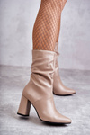 Leather Boots On High Heel Laura Messi 2560 Beige