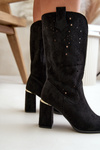 Black Women's Cut-Out Ankle Boots with Pointed Toes Faux Suede Nevithra