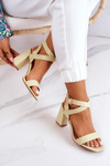 Elegant Sandals On A Block Heel Pastel Green Michele