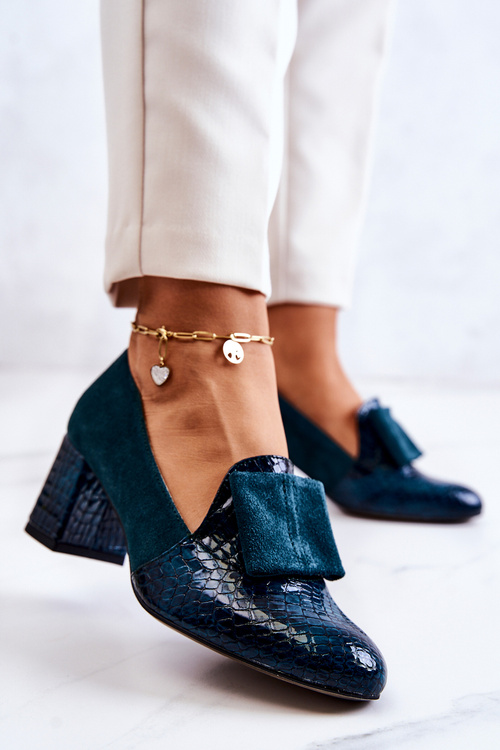 Suede Snakeskin Pumps Green Diana