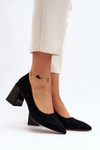Black Suede Court Shoes with Chunky Heel Alessyndra