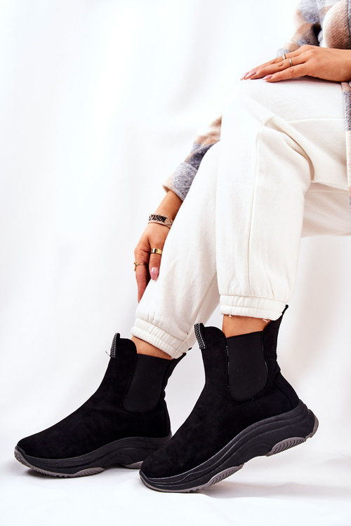 Platform Boots Suede Black Nicci