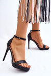Elegant Leather Sandals On High Heel Black Averie