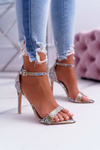 Lu Boo Beige Serpent Patterned Stiletto Sandals