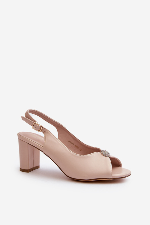 Elegant Sandals with Stiletto Heel and Beige Decoration Trasea