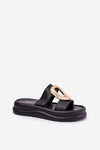Women's Platform Sandals With Gold Detail Black Ularinea