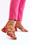 Patterned Orange Sandals with Heel Jenglla