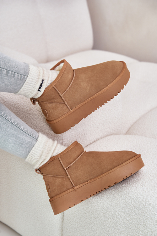 Women's Suede Snow Boots On Platform Camel Nereviana