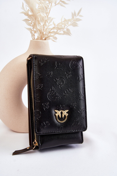 Fashionable Handbag Wallet 2in1 With Embossing Black Savano