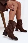 Leather Suede Women's Ankle Boots on Heel Zazoo 1151 Chocolate