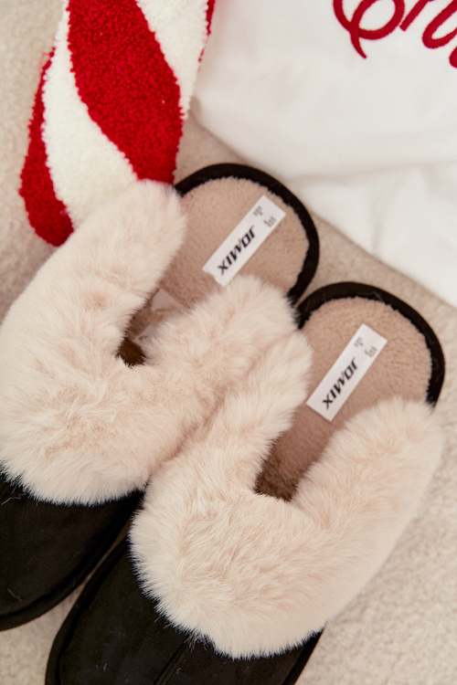 Women's slippers with fur Black Zanelia