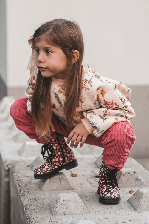 Kids' Lined Boots with Zipper Black-Pink Dolida