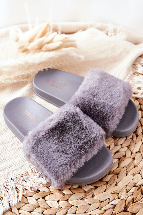 Rubber Moulded Slippers With Eco Fur Grey Emmie
