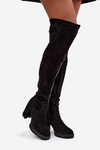 Women's Knee-High Boots on Block Heel Eco Suede Black Tahlina