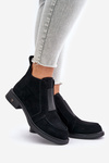 Suede Low Ankle Boots With Flat Heel Insulated D&A JC42-23 Black