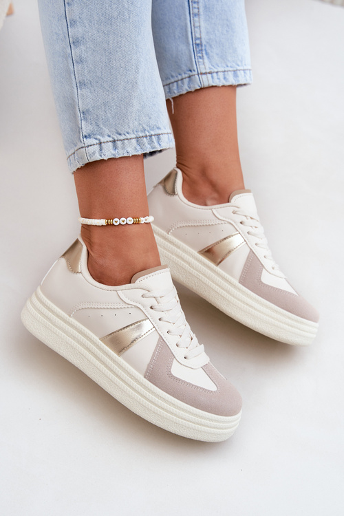 Eco Leather Women's Sneakers On Platform Beige Goriette