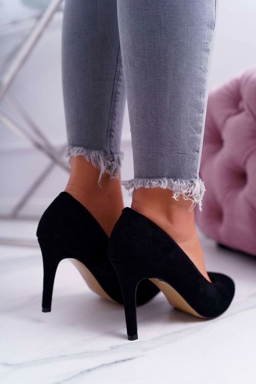 Women's Stilettos Suede Pointed Black Kiss Me